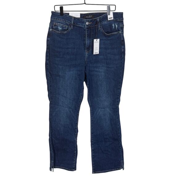 Judy Blue Hi Waist Slit Hem Slim Bootcut Jeans Dark Blue Plus Size 16W NEW - Picture 2 of 6